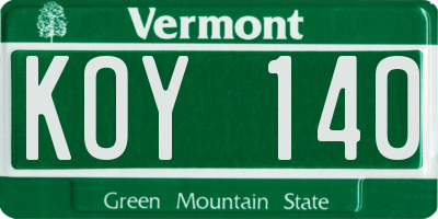 VT license plate KOY140