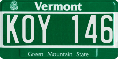 VT license plate KOY146