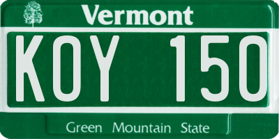 VT license plate KOY150