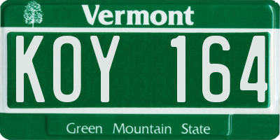 VT license plate KOY164