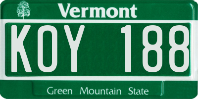 VT license plate KOY188