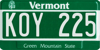 VT license plate KOY225