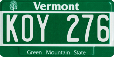 VT license plate KOY276
