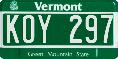 VT license plate KOY297