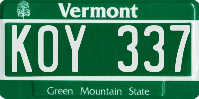 VT license plate KOY337