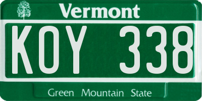 VT license plate KOY338