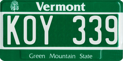 VT license plate KOY339
