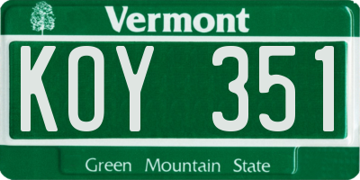 VT license plate KOY351