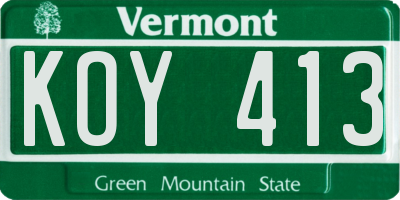 VT license plate KOY413