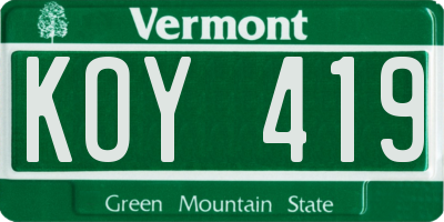 VT license plate KOY419