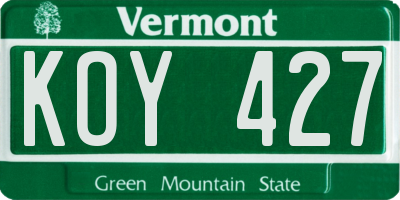 VT license plate KOY427