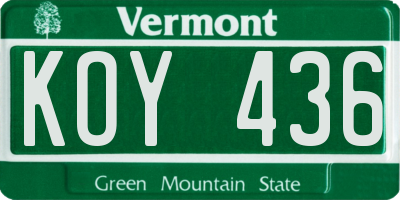 VT license plate KOY436
