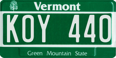 VT license plate KOY440