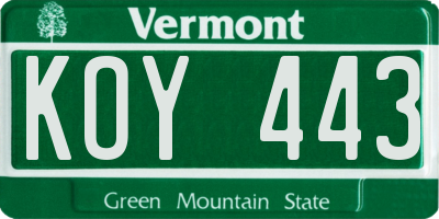 VT license plate KOY443