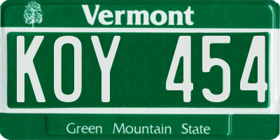 VT license plate KOY454
