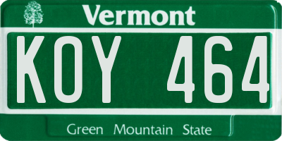 VT license plate KOY464