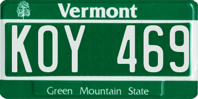 VT license plate KOY469
