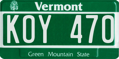 VT license plate KOY470