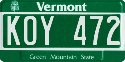 VT license plate KOY472