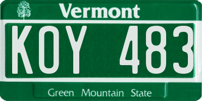 VT license plate KOY483