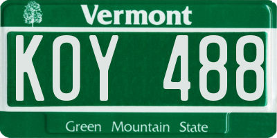 VT license plate KOY488