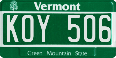 VT license plate KOY506