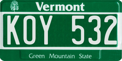VT license plate KOY532