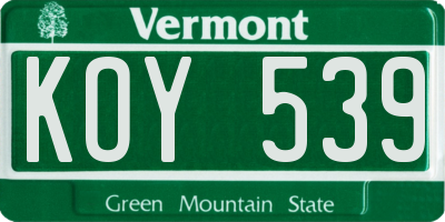 VT license plate KOY539