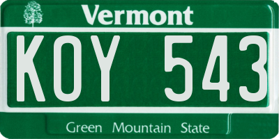 VT license plate KOY543