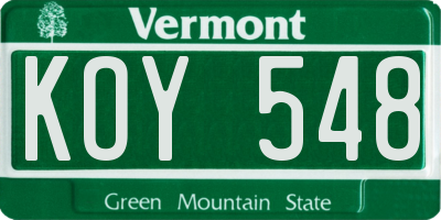 VT license plate KOY548