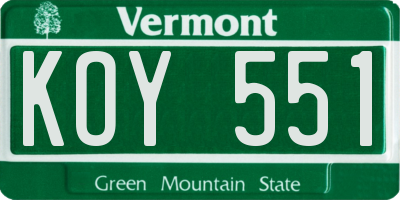 VT license plate KOY551