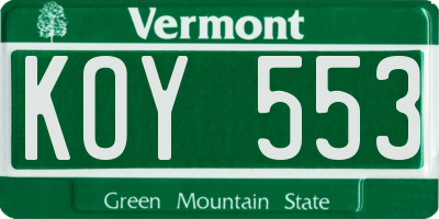 VT license plate KOY553