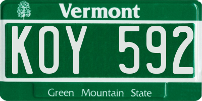 VT license plate KOY592