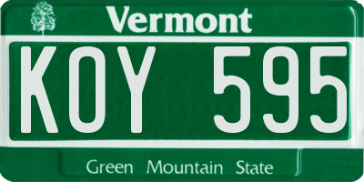 VT license plate KOY595
