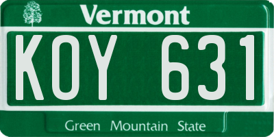 VT license plate KOY631