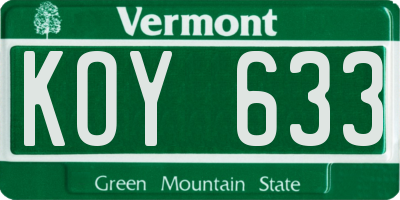 VT license plate KOY633