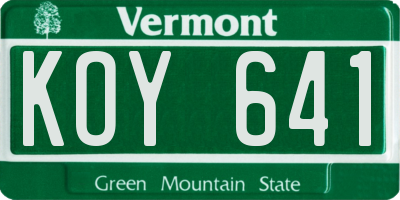 VT license plate KOY641