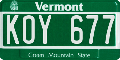 VT license plate KOY677