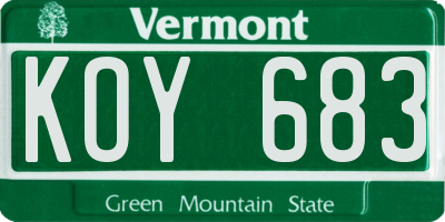 VT license plate KOY683