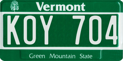 VT license plate KOY704