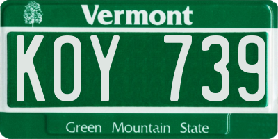 VT license plate KOY739