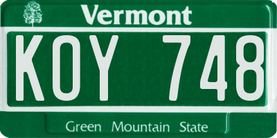VT license plate KOY748