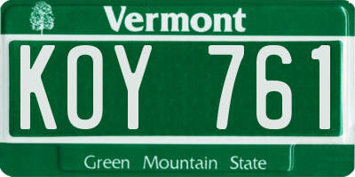 VT license plate KOY761