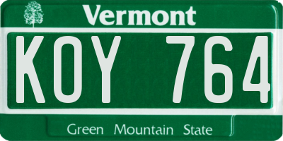 VT license plate KOY764