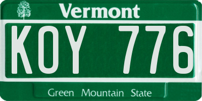 VT license plate KOY776