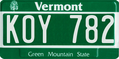 VT license plate KOY782
