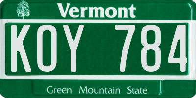 VT license plate KOY784