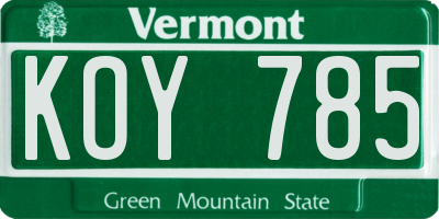 VT license plate KOY785