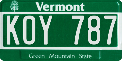 VT license plate KOY787