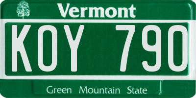 VT license plate KOY790